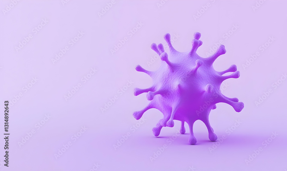 Obraz premium Colorful Abstract Representation of a Virus on a Soft Purple Background