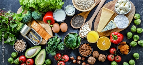 Принти на полотні Food products recommended for osteoporosis and healthy bones