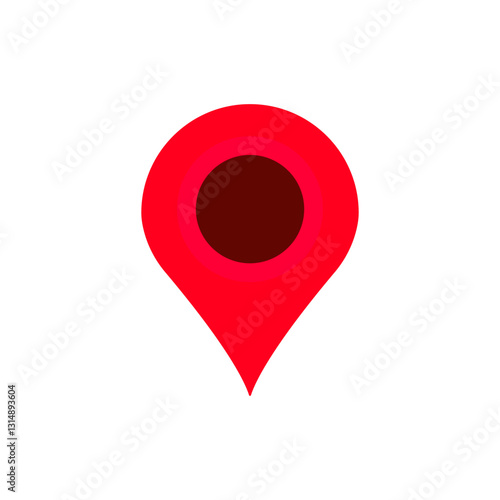 Red map pin symbol with a dark center, indicating a specific location or destination point.