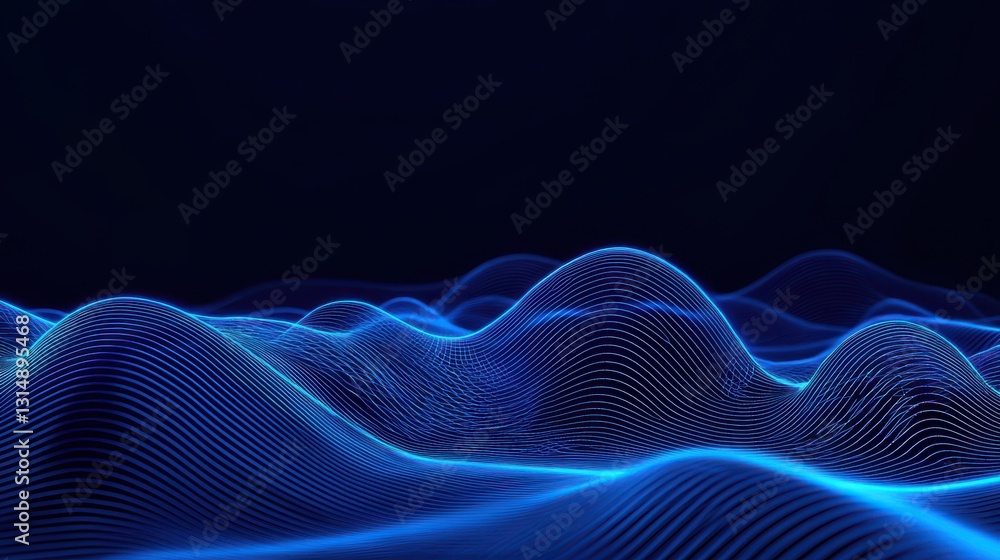 Fototapeta premium Mesmerizing blue digital waves flow across a captivating abstract futuristic technological backdrop featuring elegant curves dynamic patterns