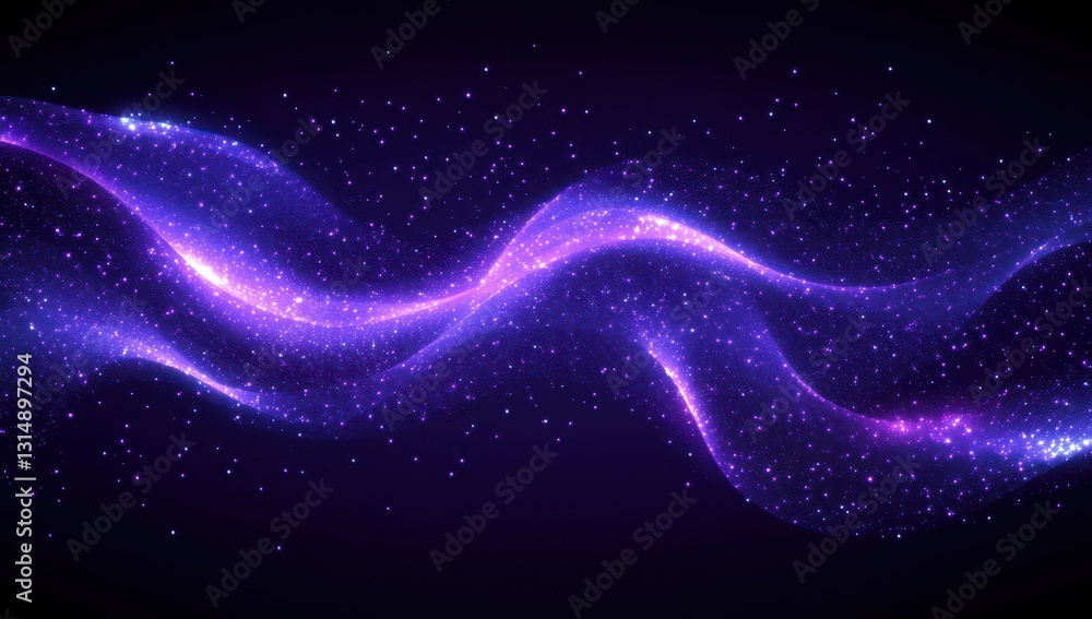 Fototapeta premium Vivid Waves of Light and Sparkles in a Dark Background, Creating a Stunning Abstract Visual of Colorful Energy and Ethereal Patterns