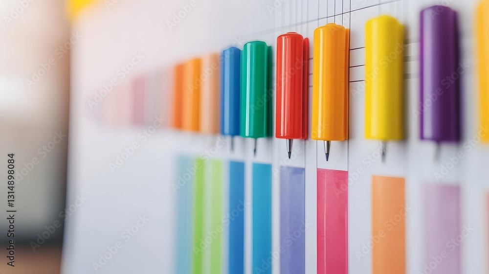 Fototapeta premium Colorful Organized Paper Scroll with Detailed Project Plan, 3D