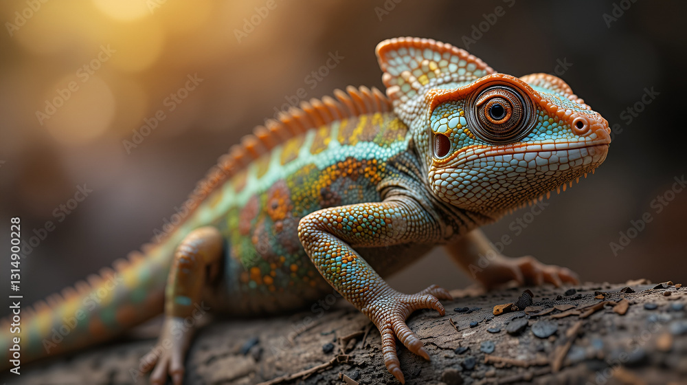 Fototapeta premium shot on chameleon or wild calotes