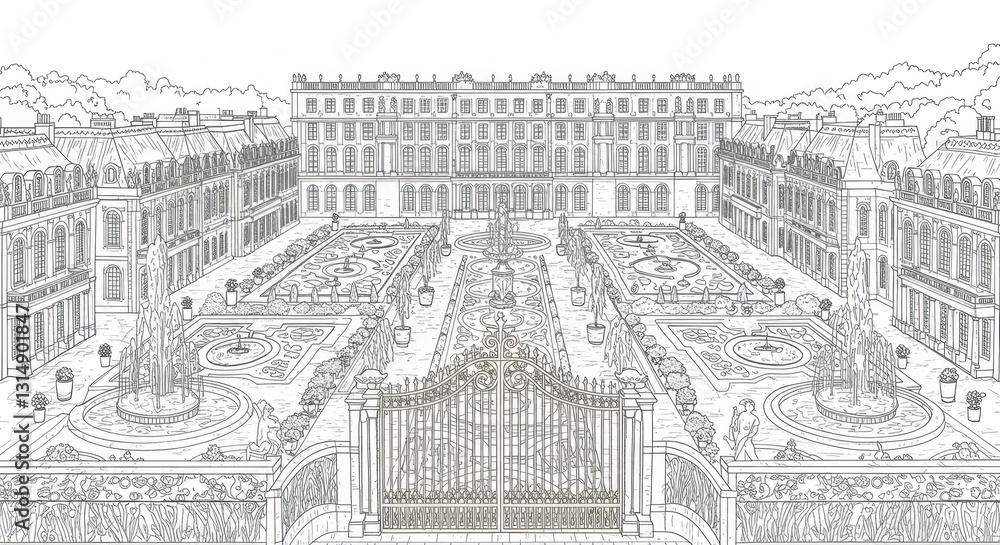 Obraz premium The Palace of Versailles with its Golden Gates, Gardens, and Fountains