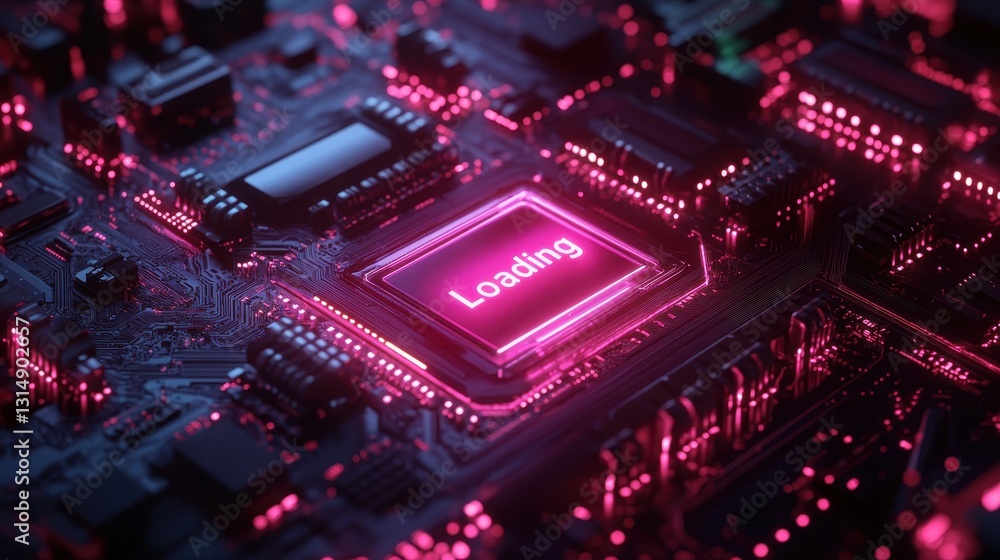 Obraz premium Loading screen animation digital interface graphic design futuristic environment close-up view technology concept