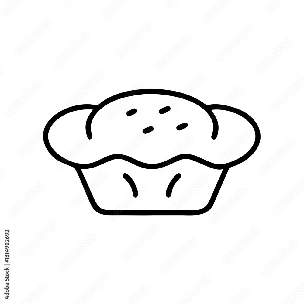 Muffin icon in black outline style Muffin icon in black outline style