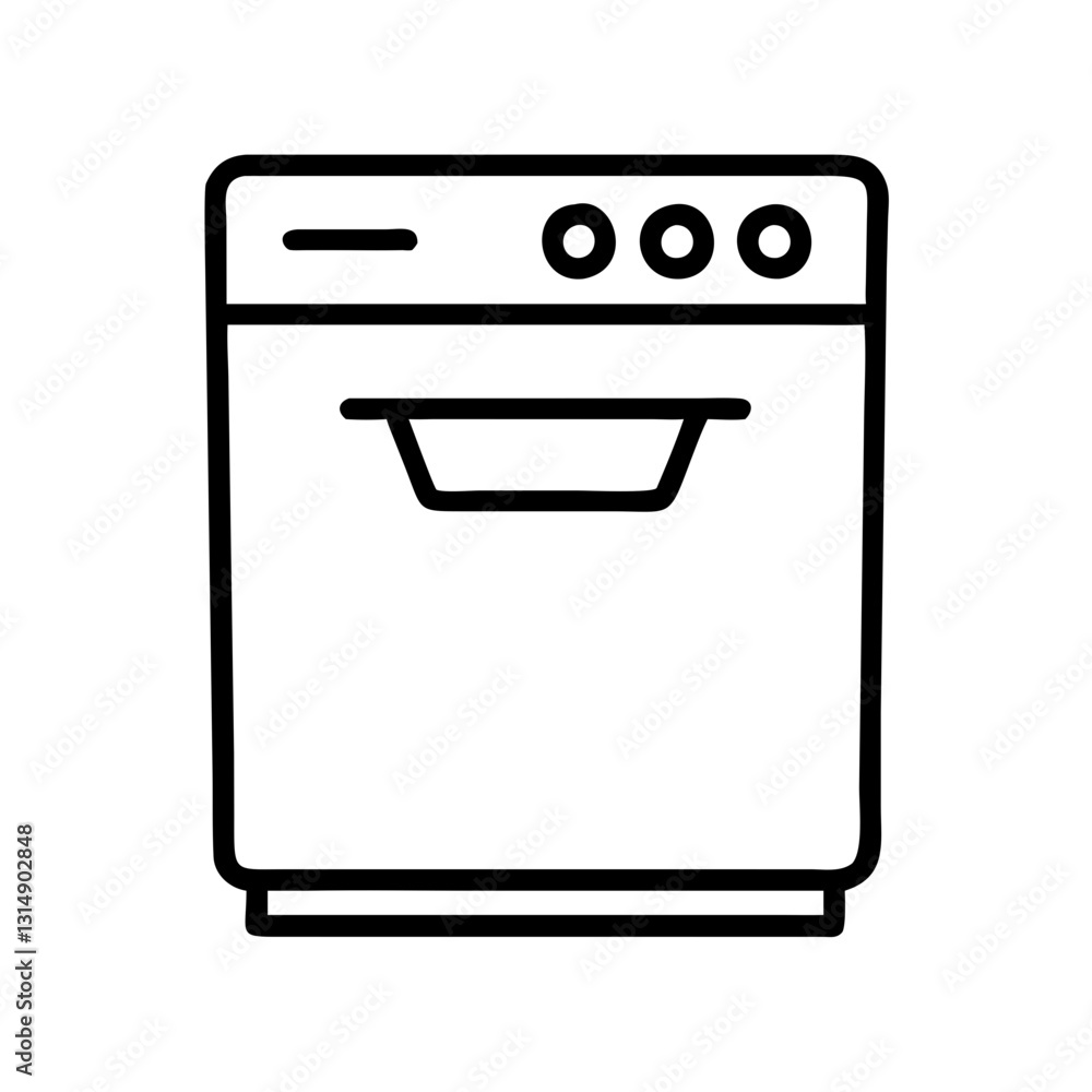 Dishwasher icon in black outline style Dishwasher icon in black outline style