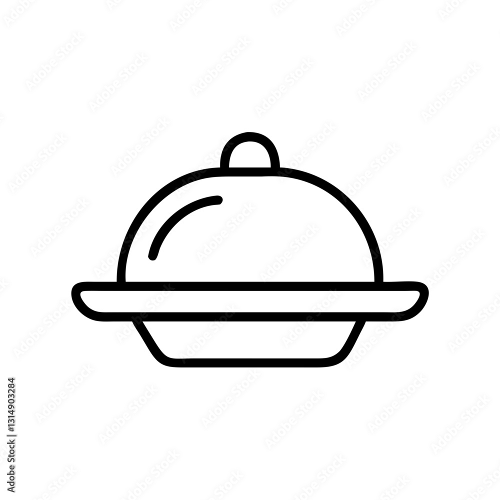 Obraz premium Cloche food serving tray icon in outline style