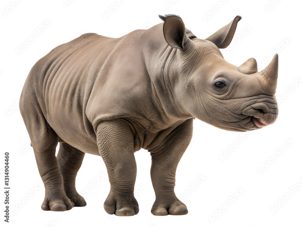 Young rhinoceros snorting in nature close-up of wrinkled skin wildlife photography, isolated on white or transparent background Young rhinoceros snorting in nature close-up of wrinkled skin wildlife photography, isolated on white or transparent background