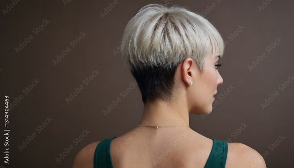 Obraz premium Textured Platinum Pixie: Effortless Style with Modern Flair