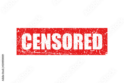 Censored bright red stamp isolated on white background