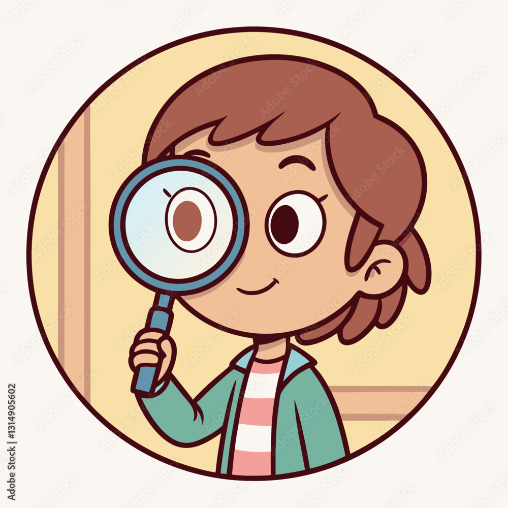 Child holding-a-magnifying-glass-to-his-eye. Child holding-a-magnifying-glass-to-his-eye.