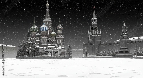 The Kremlin, St. Basil's Cathedral, and Red Square in Moscow, Russia