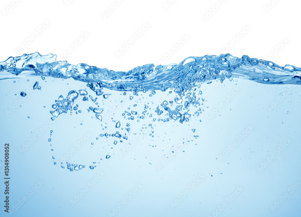 Water surface with bubbles of air, isolated on the white background Water surface with bubbles of air, isolated on the white background