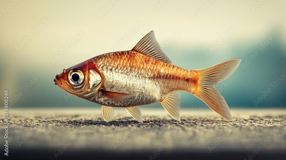 Fototapeta premium A small minnow fish lost in the vastness of an open lake.