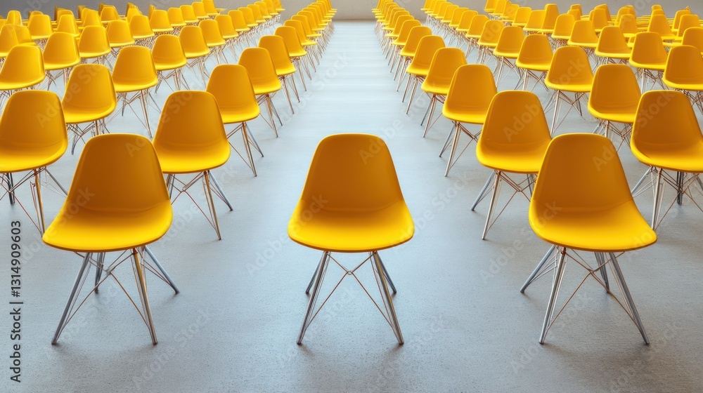 Fototapeta premium Empty Yellow Chairs in a Conference Room (1)