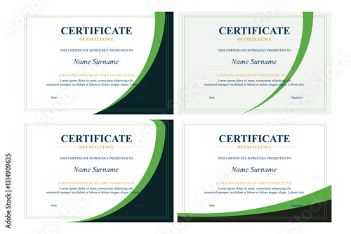 Four Green-Accented Certificates of Excellence