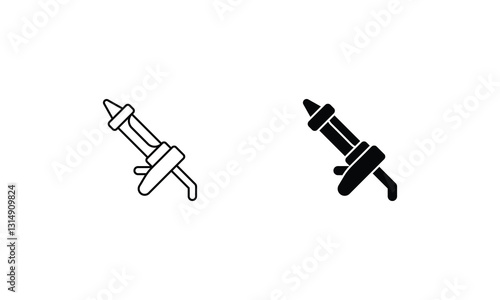 Caulking Gun icons set line and glyph vector stock illustration