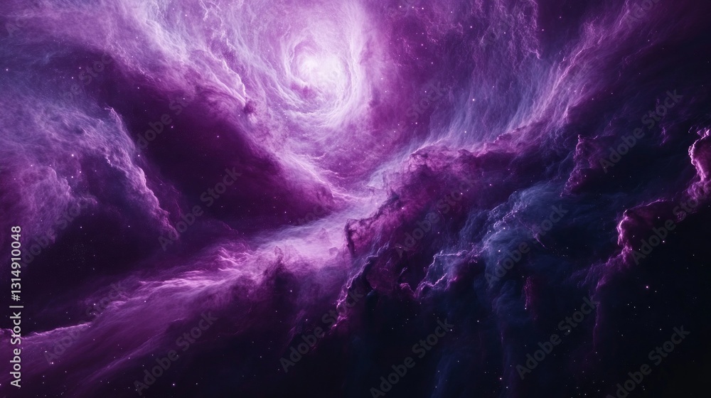 Obraz premium An expansive view of the cosmos captures swirling clouds of purple and blue gas, scattered stars twinkling in the depths of space. This celestial dance creates a stunning interstellar masterpiece