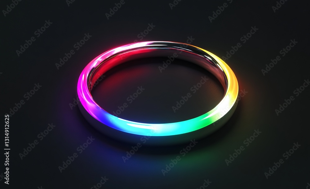 Futuristic Glowing Rainbow Ring on Black Background Futuristic Glowing Rainbow Ring on Black Background