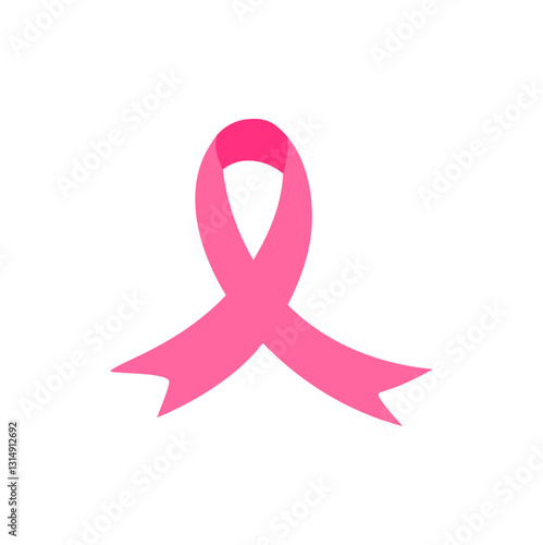 Breast cancer awareness pink banner background with curly pink ribbon symbol, vector design
