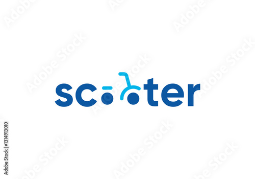 simple scooter technology logo vector design