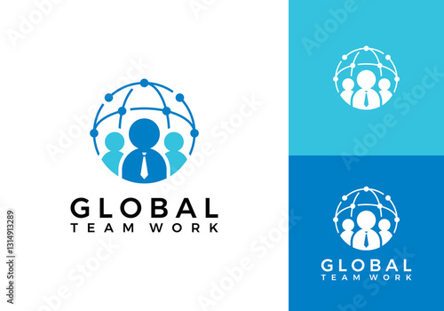tech global people logo. community human vector design template	
