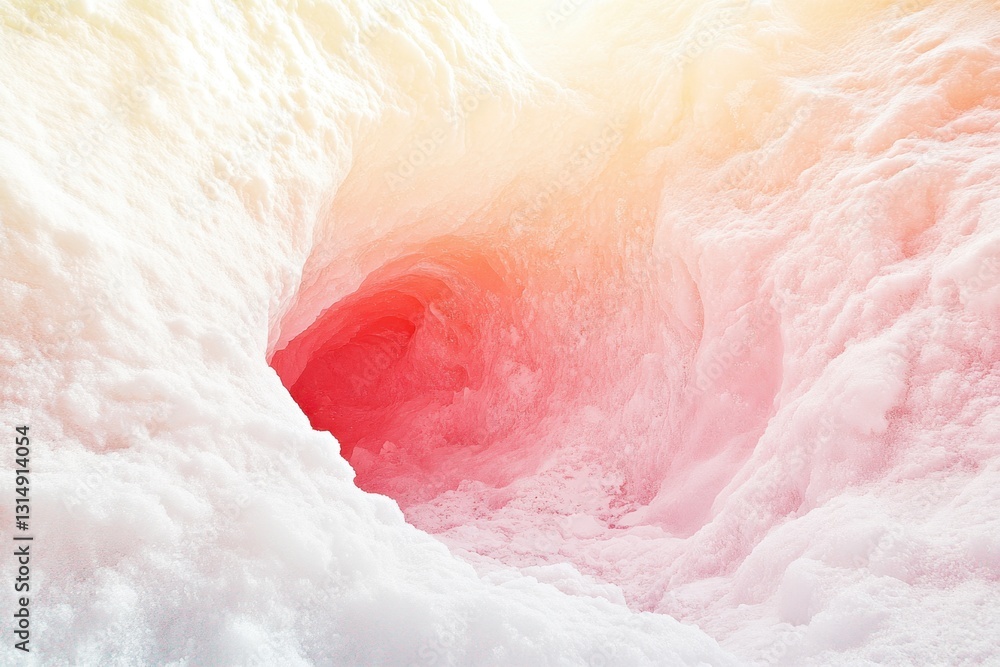 Fototapeta premium Snowy cave with sunlight creating ethereal glow