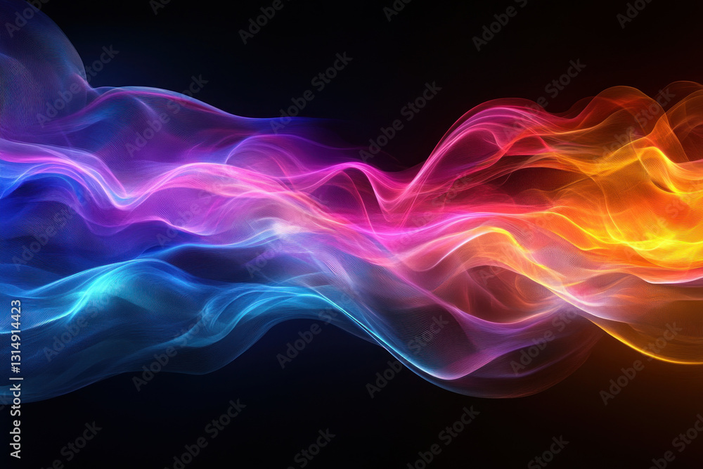 Colorful smoke billowing on black background, creating a vibrant and mesmerizing display. Colorful smoke billowing on black background, creating a vibrant and mesmerizing display.