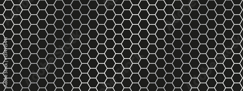 Wallpaper Mural Luxury hexagonal abstract black background with metal silver light lines. Geometric texture illustration. Grid pattern. Elegant carbon background. vektor Torontodigital.ca