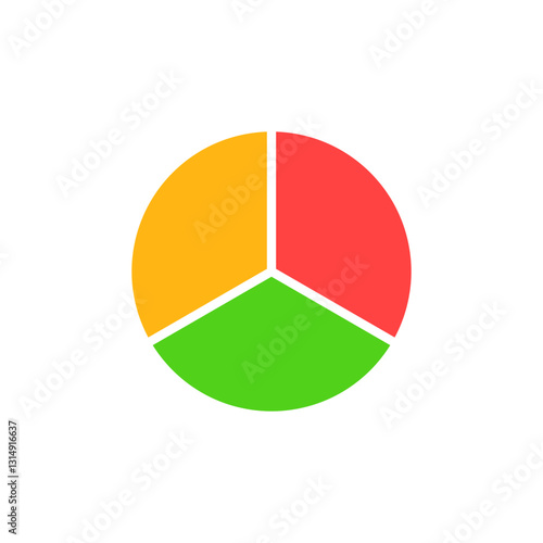 Bright pie chart with equal sections in orange, red, and green, visually showing parts of a whole. Free Download Bright pie chart with equal sections in orange, red, and green, visually showing parts of a whole. - GFXLoad