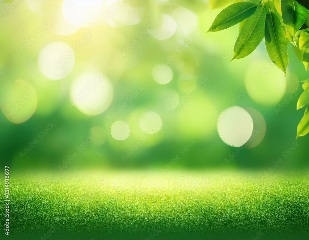 Obraz premium green nature bokeh background for summer banner