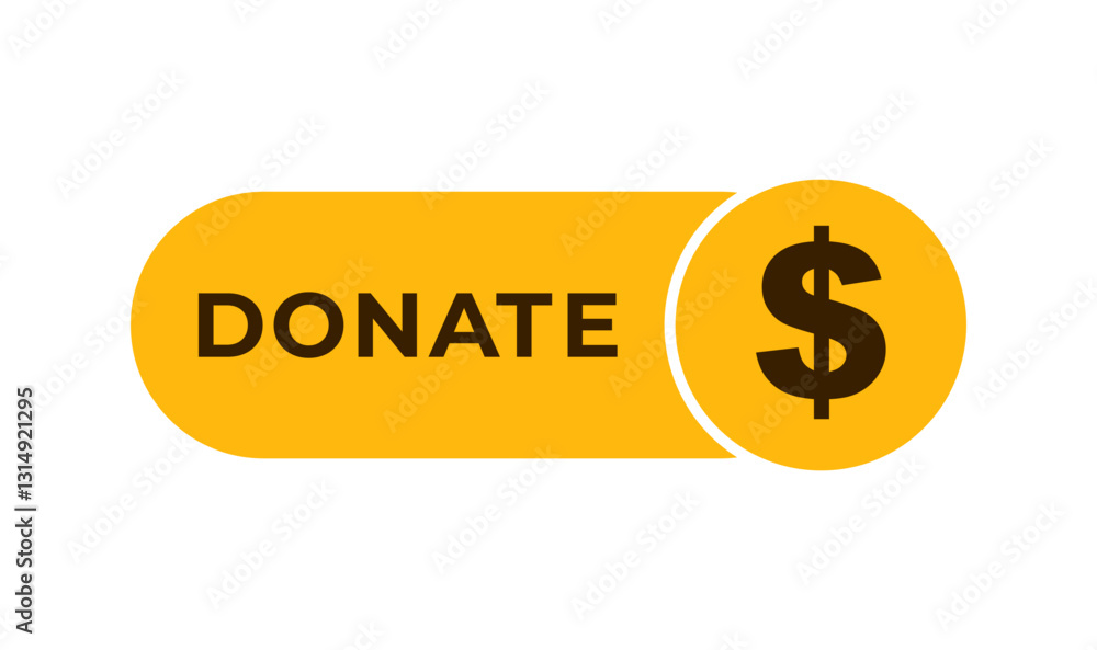 Yellow donate button featuring a dollar symbol encourages online giving and support for charitable causes. Yellow donate button featuring a dollar symbol encourages online giving and support for charitable causes.