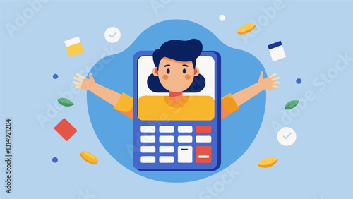 The feeling of being inside a calculator with calculations floating all around and the ability to manipulate them at will.. Vector illustration