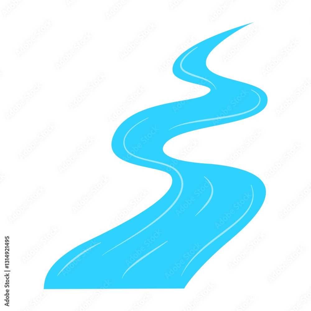 Meandrous river beds in perspective, wobbling river, bending stream or creek, various rivers vector illustration isolated on white Meandrous river beds in perspective, wobbling river, bending stream or creek, various rivers vector illustration isolated on white