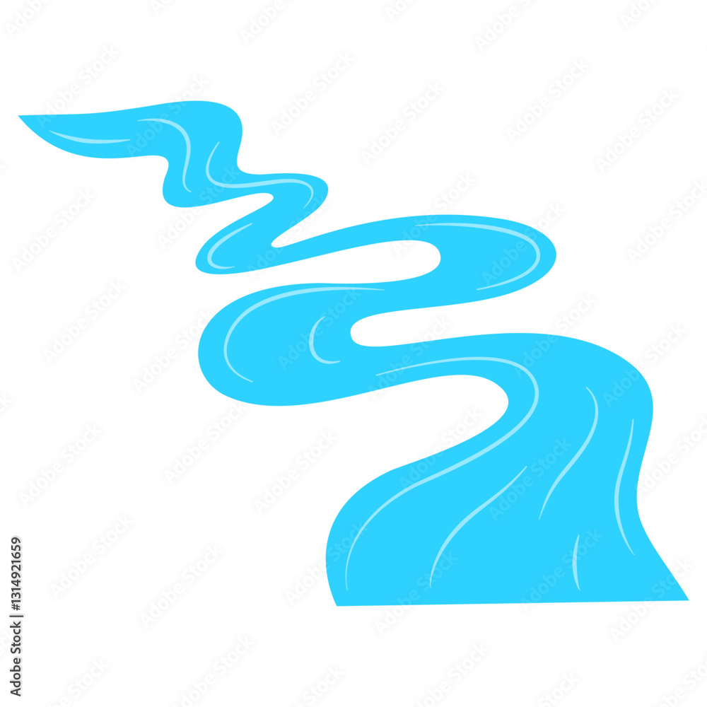 Meandrous river beds in perspective, wobbling river, bending stream or creek, various rivers vector illustration isolated on white Meandrous river beds in perspective, wobbling river, bending stream or creek, various rivers vector illustration isolated on white
