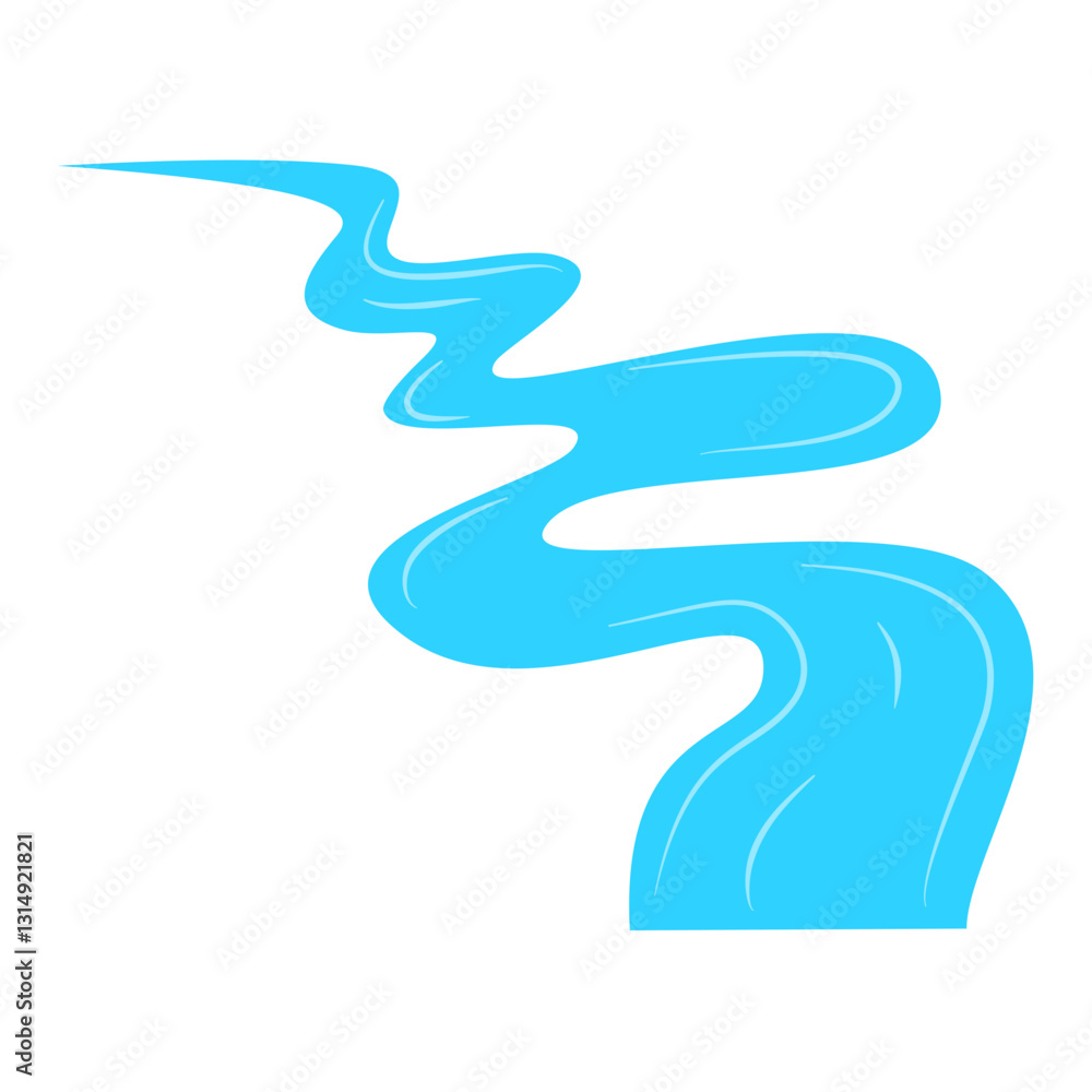 Meandrous river beds in perspective, wobbling river, bending stream or creek, various rivers vector illustration isolated on white Meandrous river beds in perspective, wobbling river, bending stream or creek, various rivers vector illustration isolated on white