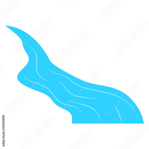 Meandrous river beds in perspective, wobbling river, bending stream or creek, various rivers vector illustration isolated on white