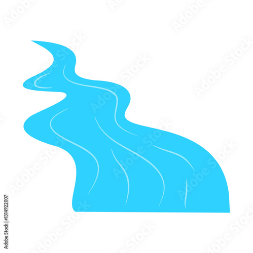 Meandrous river beds in perspective, wobbling river, bending stream or creek, various rivers vector illustration isolated on white