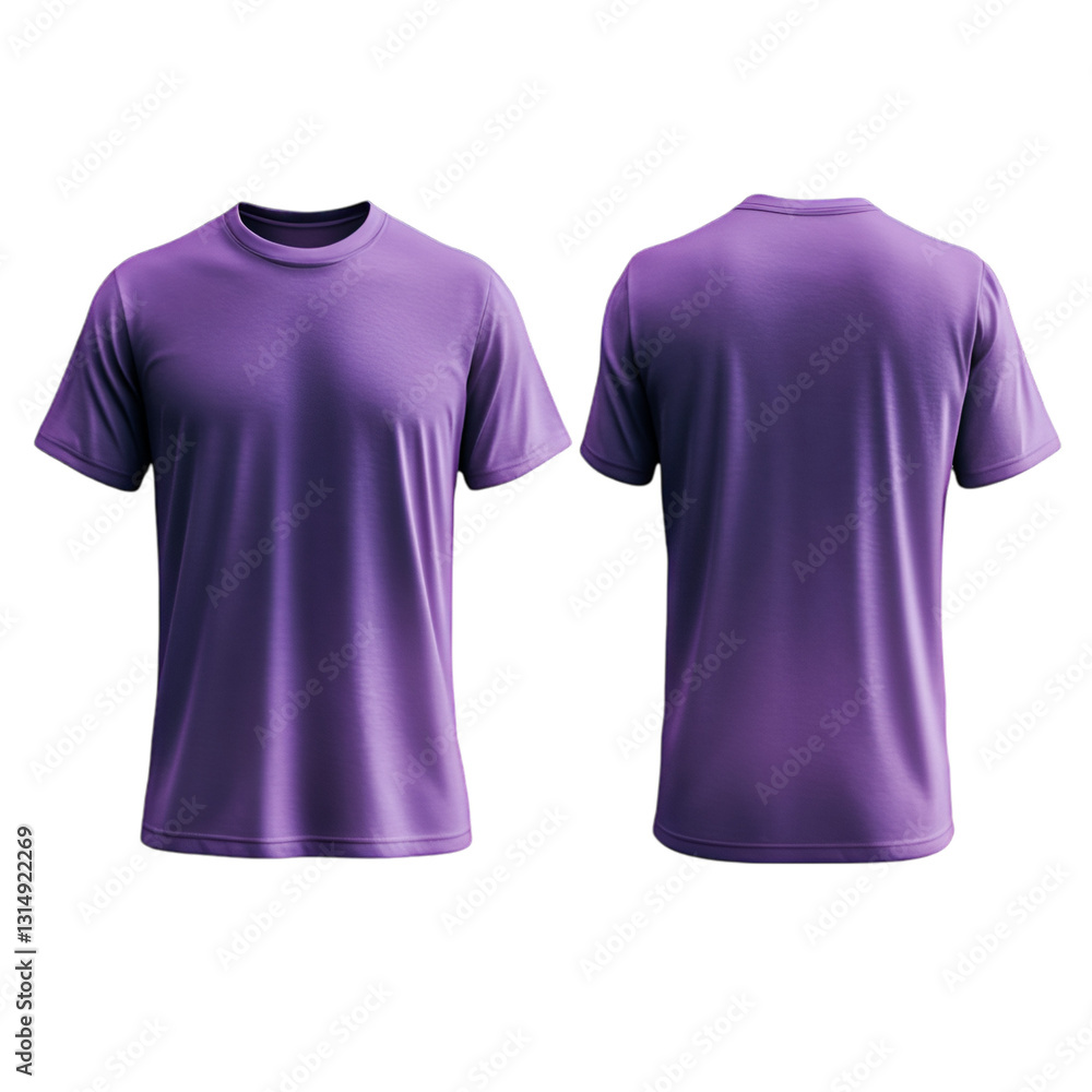 Purple T-shirt Mockup Front and Back View Simple Design Clean Style Purple T-shirt Mockup Front and Back View Simple Design Clean Style