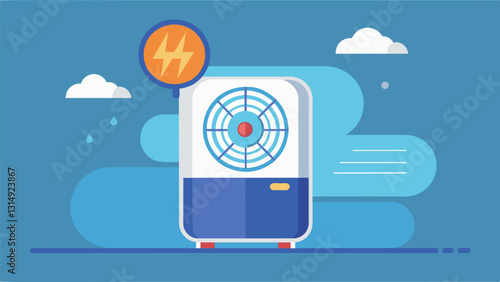 The bathroom fan turns on automatically when the humidity level reaches a certain threshold.. Vector illustration