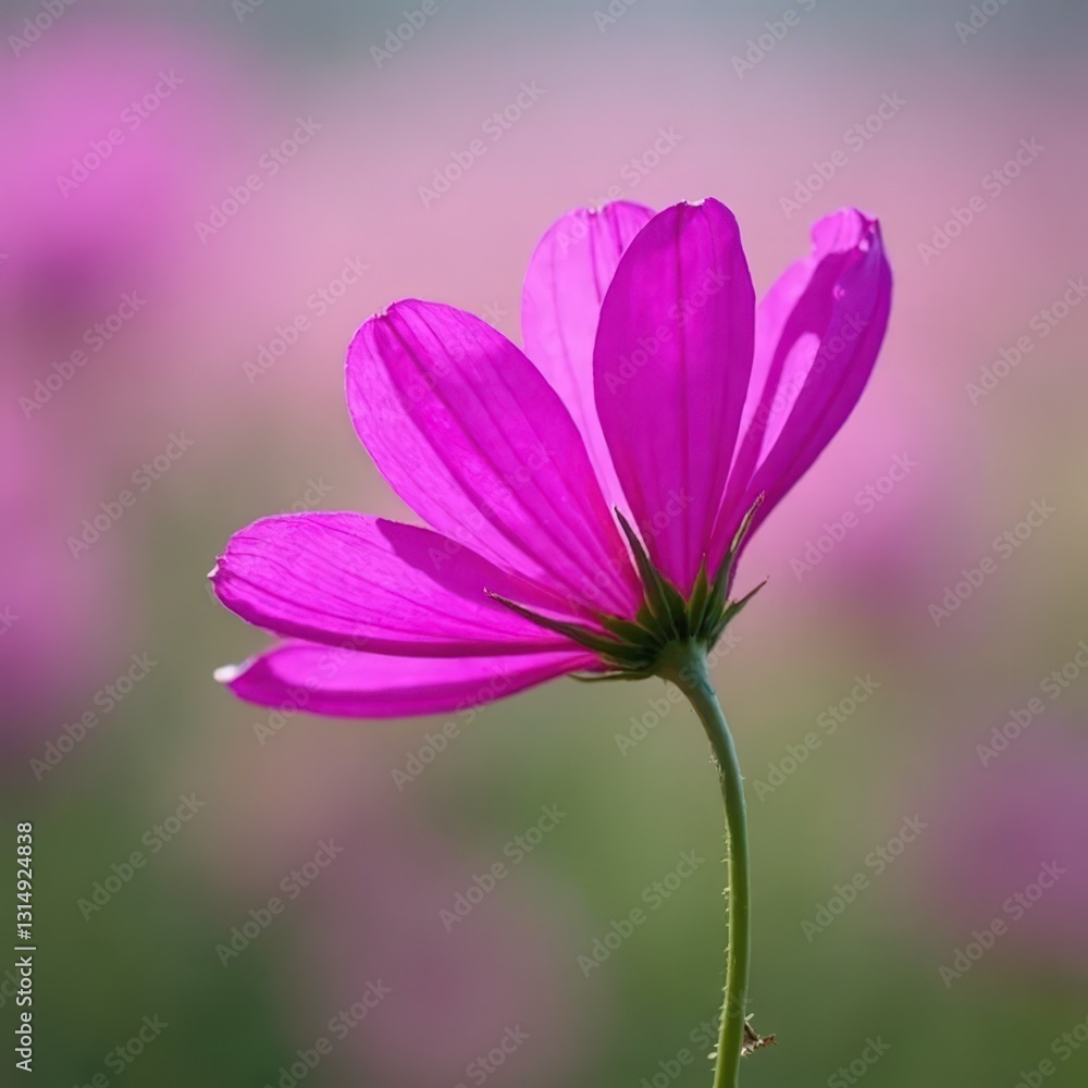 Magenta Cosmos Flower Swaying Gracefully in the Breeze Magenta Cosmos Flower Swaying Gracefully in the Breeze