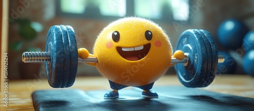 emoji working out, lifting weights with determination