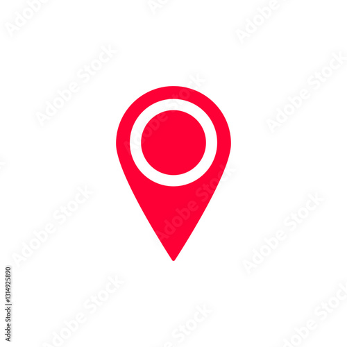 Red location pin symbol with a central dot represents map position identification or navigation. Free Download Red location pin symbol with a central dot represents map position identification or navigation. - GFXLoad