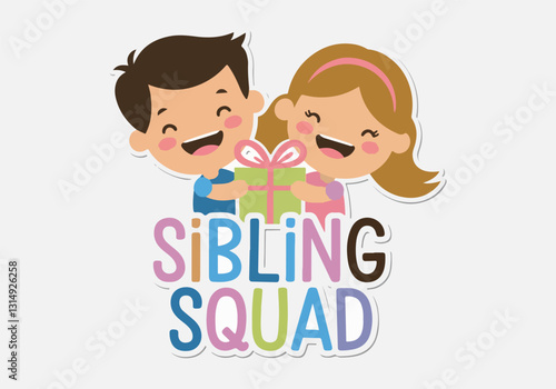 National Siblings Day Vector Designs for Social Media, T-Shirts, Stickers, Posters, Print Cards, and Animated GIFs - Solid Color Illustrations