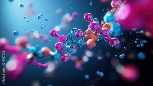 Fototapeta Naklejka Na Ścianę i Meble -  Floating 3D protein structures dynamically forming and unfolding, AIdriven bioanalysis