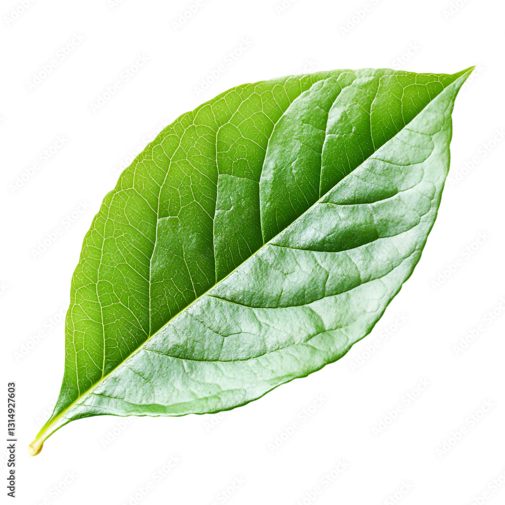 Obraz premium Vibrant Green Leaf Nature Closeup Detailed Veins Freshness