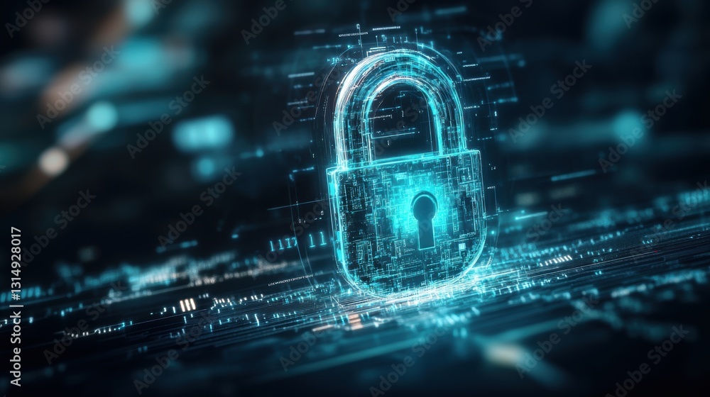 Fototapeta premium High tech background with theme of lock. Internet security.