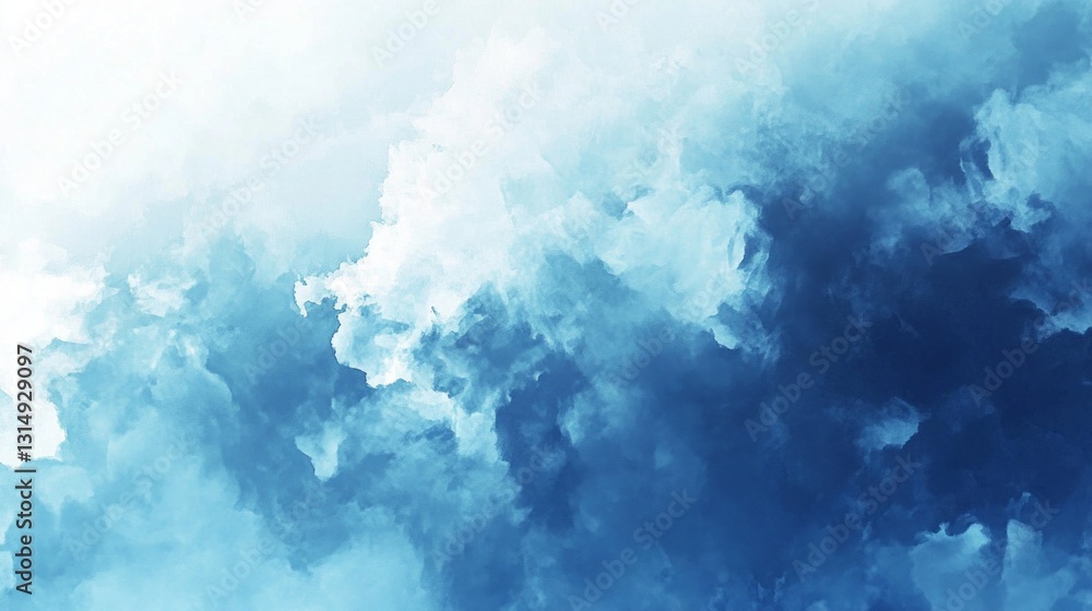 Fototapeta premium A mesmerizing blend of azure and indigo forms an abstract representation of tumultuous weather, where colors collide and swirl, evoking feelings of both tranquility and chaos in the sky