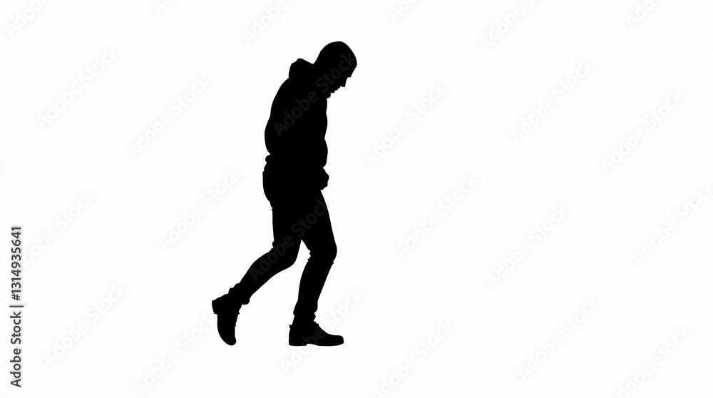 Dynamic Lone Figure Silhouette in High Contrast Black and White Dynamic Lone Figure Silhouette in High Contrast Black and White